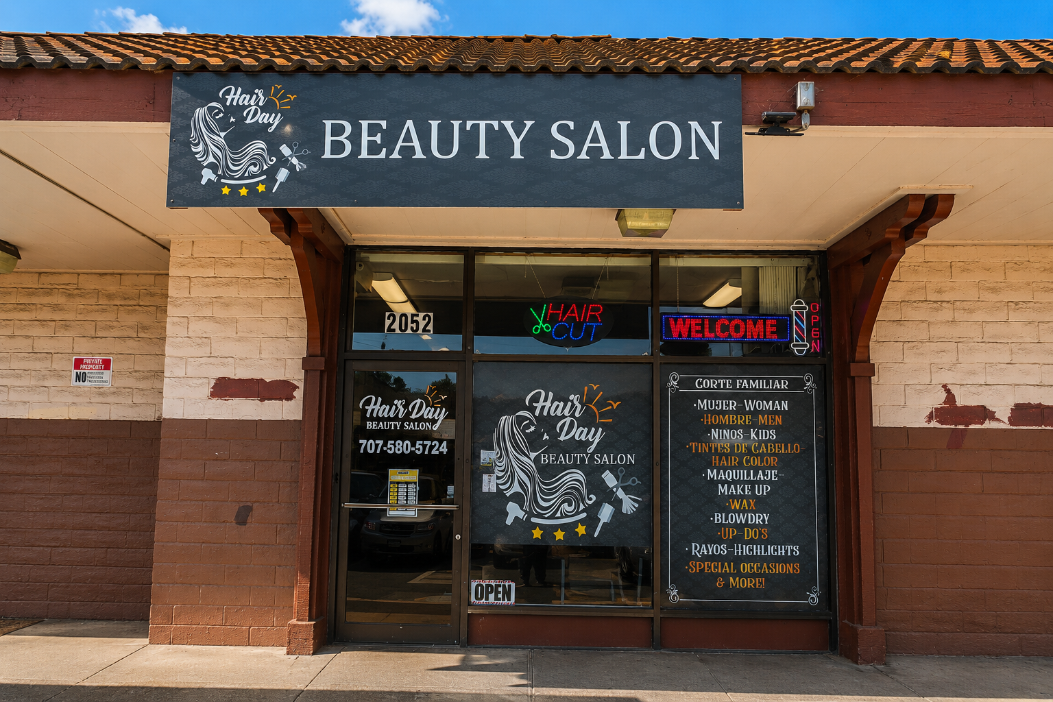 Hair Day Beauty Salon storefront at 2052 Florida St, Vallejo